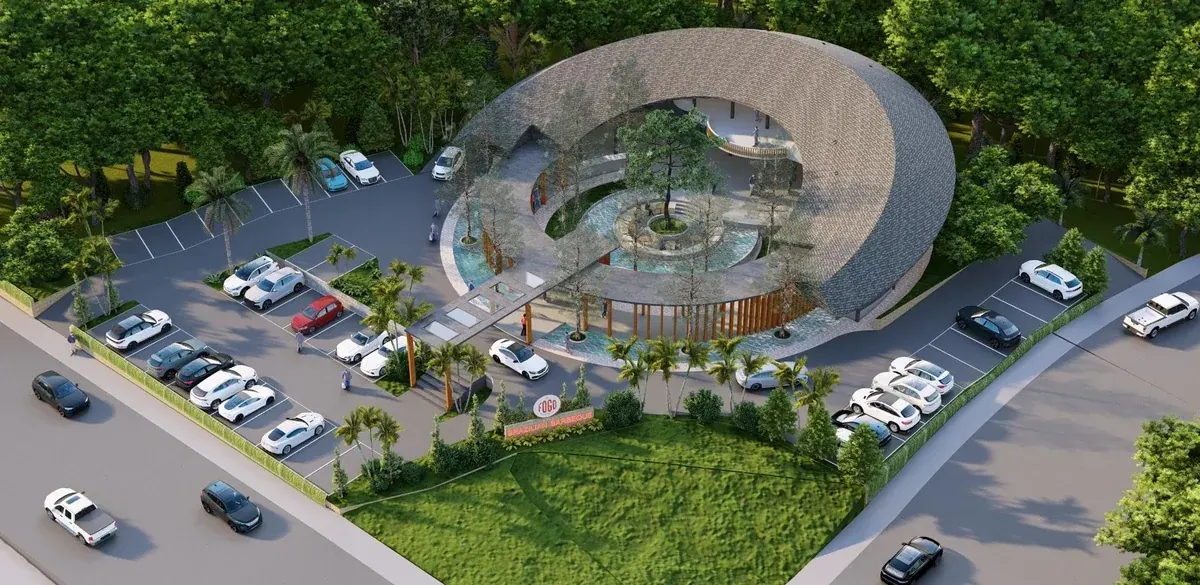 Render restoran Fogo beratap spiral di Summarecon Bogor