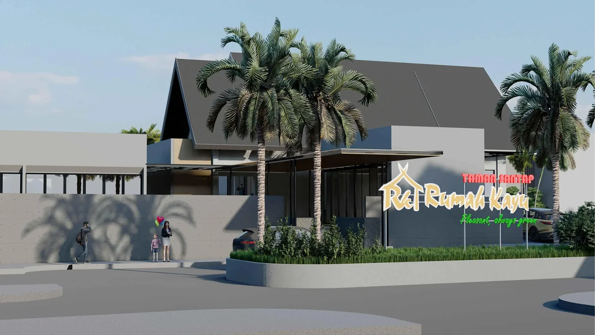 Render gerbang Taman Santap Rumah Kayu Summarecon Bogor
